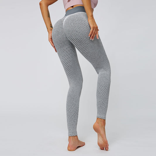 Women's High Waist Honeycomb Leggings Tummy Control Scrunched Booty Leggings Workout Running Butt Lift Textured Tights