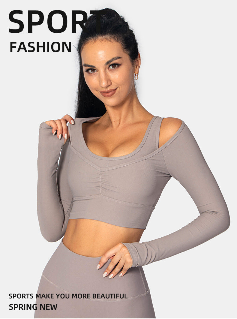 Women's Sexy Off Shoulder Long Sleeve T-Shirt Solid Slim Fit Tees