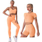 Yoga Suit Women's Seamless Solid Color 4 Piece Long Sleeve Crop Top Tracksuit for Fitness Women's Activewear