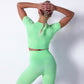 Yoga Suit Women's Seamless Solid Color 4 Piece Long Sleeve Crop Top Tracksuit for Fitness Women's Activewear