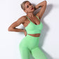 Yoga Suit Women's Seamless Solid Color 4 Piece Long Sleeve Crop Top Tracksuit for Fitness Women's Activewear